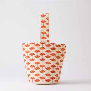 ワンハンドル トートバッグ | 吉祥ハイビスカス柄 コットン製 | 沖縄 シマノネ