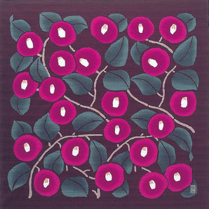 風呂敷 90cm|竹久夢二 つばき アズキ / ホワイトグレー|綿100%|むす美