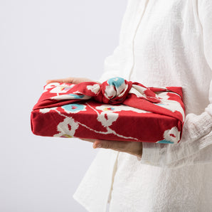 風呂敷バッグ 70cm リング付 | 梅柄 モダンガール|オーガニックコットン|むす美