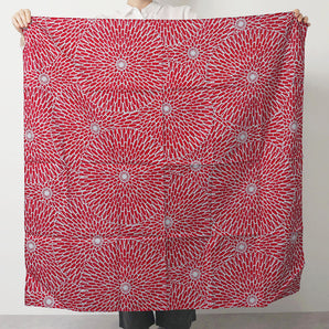 風呂敷 100cm|伊砂文様 菊|両面染め 赤 / 青磁(水色)|綿シャンタン|むす美