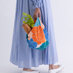 風呂敷 70cm|牡丹柄 / ブルーグリーン|アクアドロップ (はっ水加工) - Adeline Klam|ポリエステル|むす美