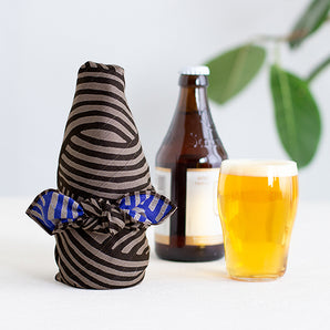 風呂敷 48cm|伊砂文様 結|両面染め ダークグレー / ブルー|綿シャンタン|むす美