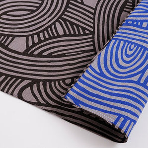 風呂敷 100cm|伊砂文様 結|両面染め ダークグレー / ブルー|綿シャンタン|むす美