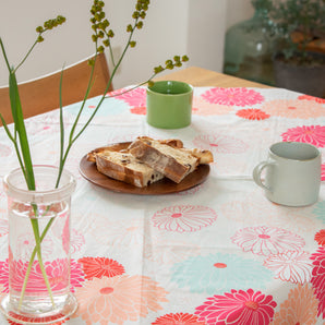 風呂敷 100cm|菊柄 / レッド|ひめむすびシリーズ - Adeline Klam|オーガニックコットン|むす美