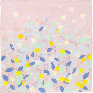 風呂敷 70cm|シトラス柄 / ローズピンク|ひめむすびシリーズ - Adeline Klam|オーガニックコットン|むす美