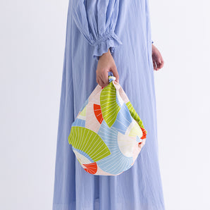 風呂敷 70cm|扇子柄 / ピンク|ひめむすびシリーズ - Adeline Klam|オーガニックコットン|むす美