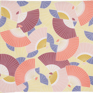 風呂敷 70cm|扇子柄 / レモンイエロー|ひめむすびシリーズ - Adeline Klam|オーガニックコットン|むす美