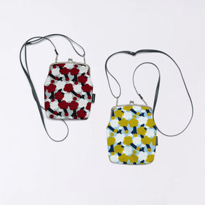 がま口 (縦型 / 大) |梅柄|手染め帆布 スマホショルダー 日本製|京都職人仕上げ 【 Fuwa Market オリジナル 】