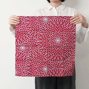 風呂敷 48cm|伊砂文様 菊|両面染め 赤 / 青磁(水色)|綿シャンタン|むす美