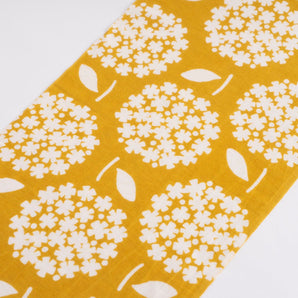 手ぬぐい|綿 麻 コットン|注染|綿麻てぬぐい 丸小花 辛子|かまわぬ