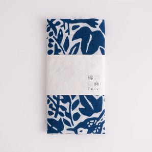 手ぬぐい|綿 麻 コットン|注染|綿麻てぬぐい とり唐草 藍色|かまわぬ