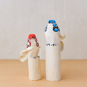 置物 青タカ 15cm / 赤タカ 12cm 2体セット | インテリア オブジェ | 笹野一刀彫
