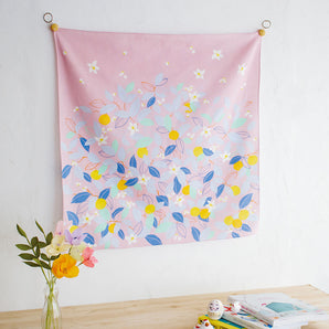 風呂敷 70cm|シトラス柄 / ローズピンク|ひめむすびシリーズ - Adeline Klam|オーガニックコットン|むす美