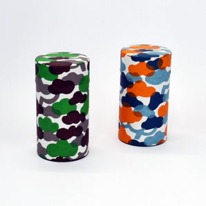 Artisan Finish | Tea Canister with the Pattern of Happiness, Pine | Hand-dyed Japanese Paper, Made in Japan