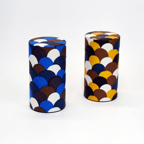 Artisan Finish | Tea Canister with Pattern of Happiness, Seigaiha | Hand-dyed Japanese Paper, Made in Japan