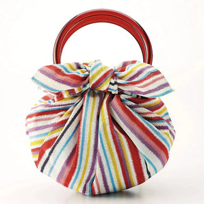 風呂敷袋 70cm 附帶繩子 | しましま布 模樣袋｜奧加尼克棉｜むす美 むす美