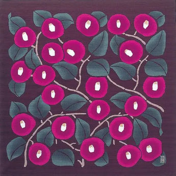 風呂蓋 90cm｜竹久夢二 つばき アズキ / ホワイトグレー｜綿100％｜むす美 むす美