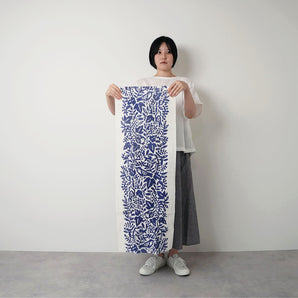 綿麻てぬぐい とり唐草 藍色｜かまわぬ｜手ぬぐい