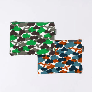 Kyoto Craftsman Finishing｜Flat Pouch with Happy Design Pine｜Hand-dyed Fabric 100% Cotton, Made in Japan