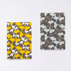 Ginkgo Seal book, large size (B6), bellows style, hand-dyed Japanese paper, made in Japan.
