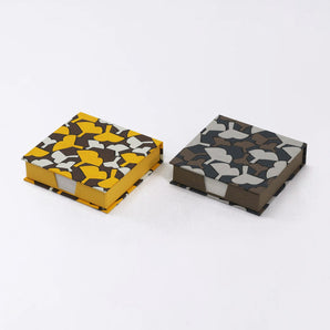 Table-top memo pad with a happy pattern, ginkgo｜Block memo pad on hand-dyed Japanese paper, made in Japan