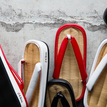 天然竹皮草履 L尺寸 紅色 / 黑色｜K Bros.｜輕便草履 輕便草履