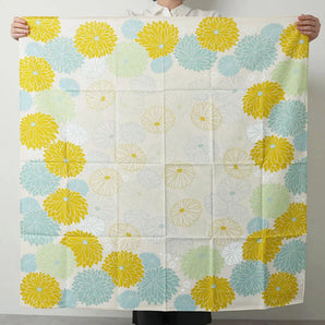 風呂敷 100cm｜蓮花 / イエロー｜ひめむすびシリーズ - Adeline Klam｜オーガニックコットン｜むす美 むす美