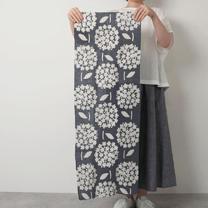 綿麻てぬぐい 丸小花 墨｜かまわぬ｜手ぬぐい