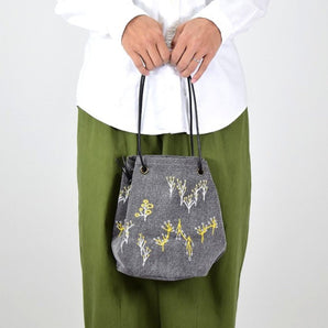 Forest Bucket Pochette | Leather strap × Gray