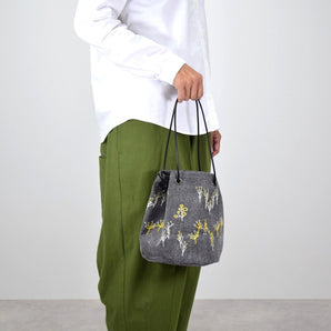 Forest Bucket Pochette | Leather strap × Gray