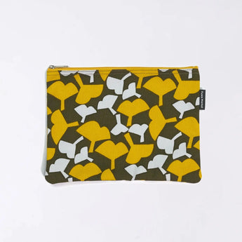 フラットポーチ｜銀杏柄｜手染め生地 帆布 綿100% コットン ポーチ 日本製｜幸せの文様 【 Fuwa Market オリジナル 】 Fuwa Market