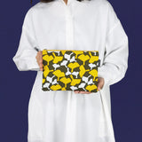 フラットポーチ｜銀杏柄｜手染め生地 帆布 綿100% コットン ポーチ 日本製｜幸せの文様 【 Fuwa Market オリジナル 】 Fuwa Market