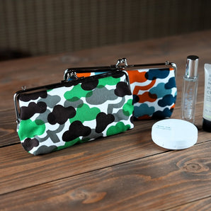 がま口 (横型 / 小)｜松柄｜手染め生地 帆布 綿100% 和財布 ポーチ ウォレットポーチ 日本製｜京都職人仕上げ 【 Fuwa Market オリジナル 】