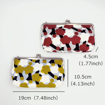 がま口 (横型 / 小)｜梅柄｜手染め生地 帆布 綿100% 和財布 ポーチ ウォレットポーチ 日本製｜京都職人仕上げ 【 Fuwa Market オリジナル 】 Fuwa Market