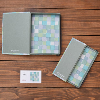 手紙セット 市松（グリーン）