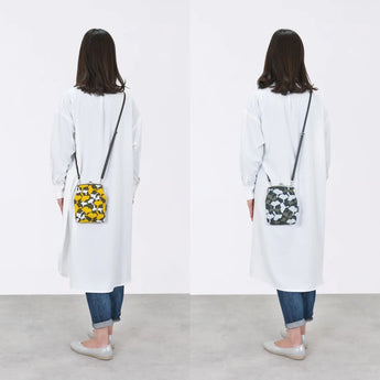 がま口 (縦型 / 大) ｜銀杏柄｜手染め帆布 スマホショルダー 日本製｜京都職人仕上げ 【 Fuwa Market オリジナル 】 Fuwa Market