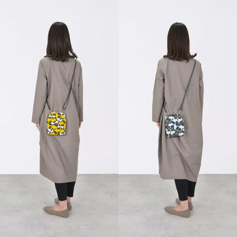 がま口 (縦型 / 大) ｜銀杏柄｜手染め帆布 スマホショルダー 日本製｜京都職人仕上げ 【 Fuwa Market オリジナル 】 Fuwa Market