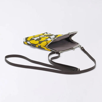 がま口 (縦型 / 大) ｜銀杏柄｜手染め帆布 スマホショルダー 日本製｜京都職人仕上げ 【 Fuwa Market オリジナル 】 Fuwa Market