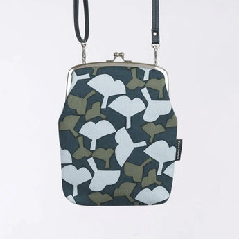 がま口 (縦型 / 大) ｜銀杏柄｜手染め帆布 スマホショルダー 日本製｜京都職人仕上げ 【 Fuwa Market オリジナル 】 Fuwa Market