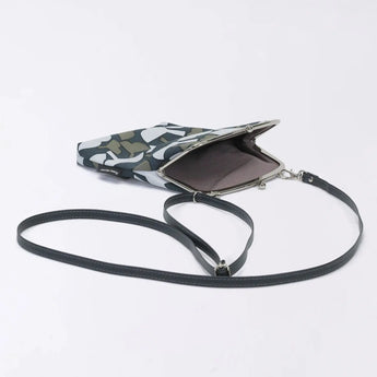 がま口 (縦型 / 大) ｜銀杏柄｜手染め帆布 スマホショルダー 日本製｜京都職人仕上げ 【 Fuwa Market オリジナル 】 Fuwa Market