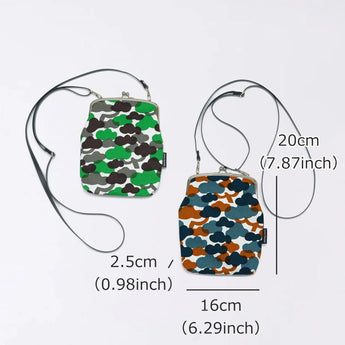 がま口 (縦型 / 大) ｜松柄｜手染め帆布 スマホショルダー 日本製｜京都職人仕上げ 【 Fuwa Market オリジナル 】 Fuwa Market