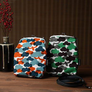 がま口 (縦型 / 大) ｜松柄｜手染め帆布 スマホショルダー 日本製｜京都職人仕上げ 【 Fuwa Market オリジナル 】