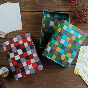 貼箱盒|市松|手染和紙 筆筒 日本製|幸福的文樣系列 小物收納【 Fuwa Market 原創商品 】 