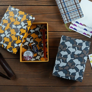 Pasted box case | Ginkgo pattern | Hand-dyed washi paper pencil case made in Japan | Happy pattern series accessory case [Fuwa Market original]