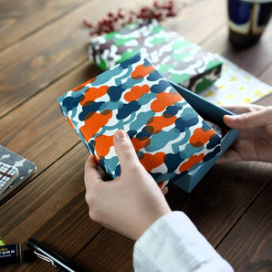 Sticker box case | Matsukawa | Hand-dyed Japanese paper brush box made in Japan | Happy pattern series small item holder 【 Fuwa Market Original 】 