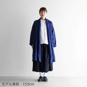 【トップス】シャトルリネン ロングカーディガン フリーサイズ フレンチネイビー HUIS.