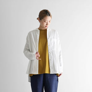 【トップス】シャトルダブルガーゼ オーバーシャツ 白 フリーサイズ HUIS.