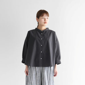 【トップス】8分袖 ゆるふわコットン ワイドブラウス フリーサイズ スミクロ HUIS.