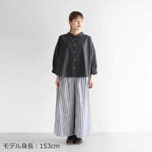 【トップス】8分袖 ゆるふわコットン ワイドブラウス フリーサイズ スミクロ HUIS.