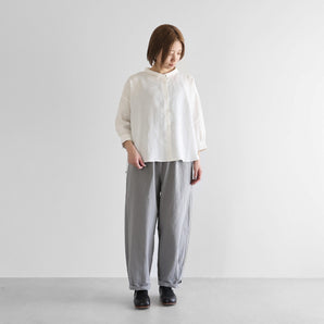【トップス】8分袖 オールドレピア リネン ワイドブラウス フリーサイズ 白 HUIS.